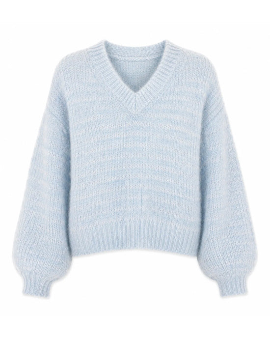 Tamara V-Neck Sweater Steel/Snow