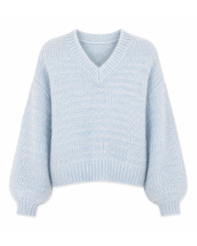 Tamara V-Neck Sweater Steel/Snow