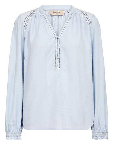 Tazzin Twill Blouse Skyway - shopatstocks