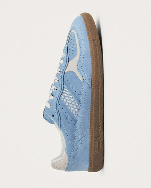 Rife Cornflower Blue Cream Leather Sneakers - shopatstocks
