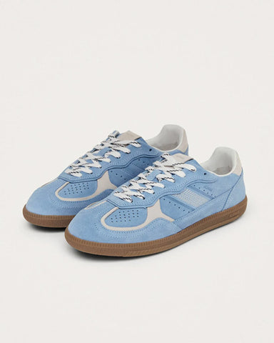 Rife Cornflower Blue Cream Leather Sneakers - shopatstocks