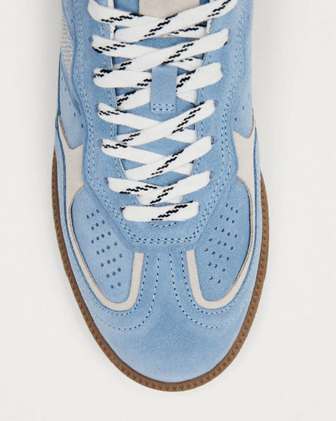 Rife Cornflower Blue Cream Leather Sneakers - shopatstocks