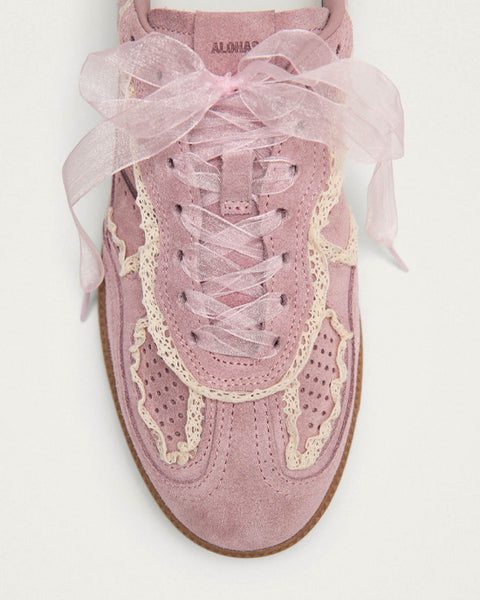 Crochet Pink Leather Sneakers - shopatstocks