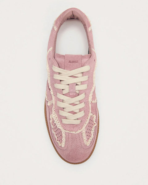 Crochet Pink Leather Sneakers - shopatstocks