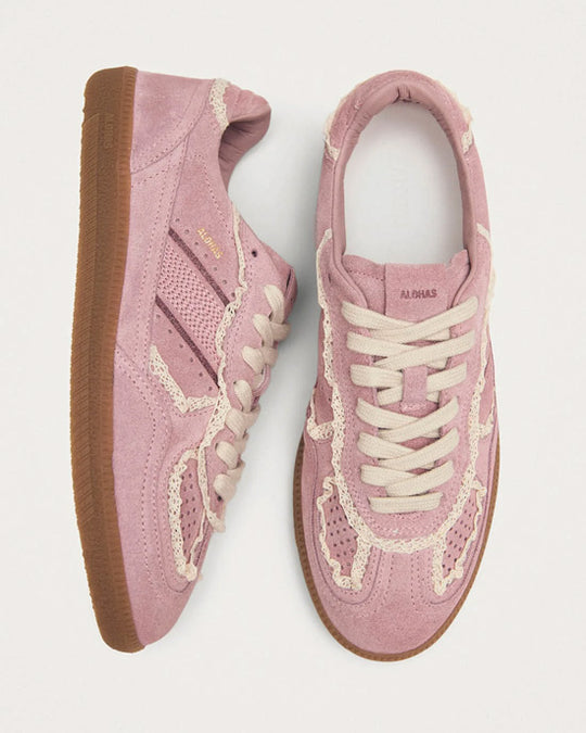 Crochet Pink Leather Sneakers