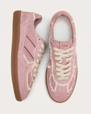 Crochet Pink Leather Sneakers - shopatstocks