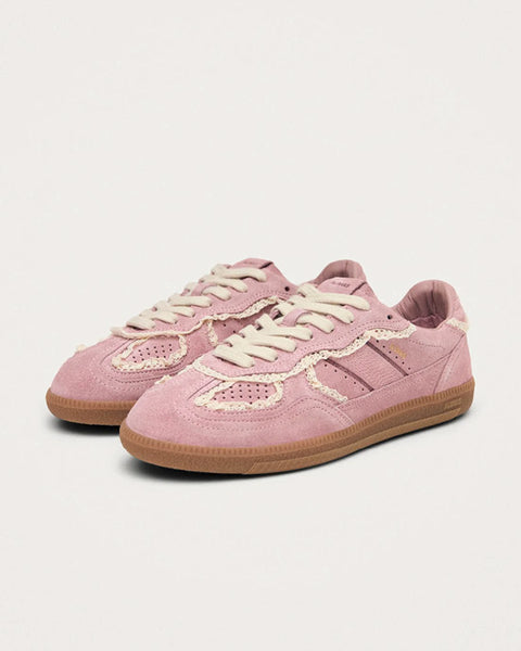 Crochet Pink Leather Sneakers - shopatstocks