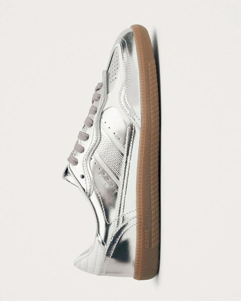 Rife Shimmer Silver Cream Leather Sneakers - shopatstocks