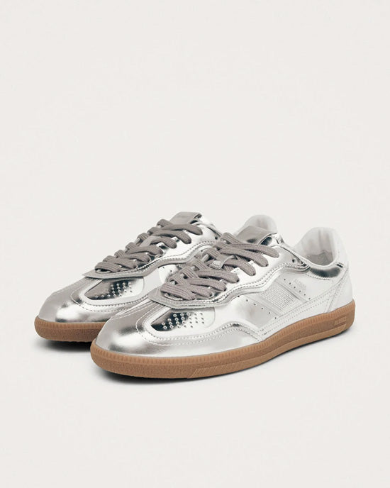 Rife Shimmer Silver Cream Leather Sneakers - shopatstocks