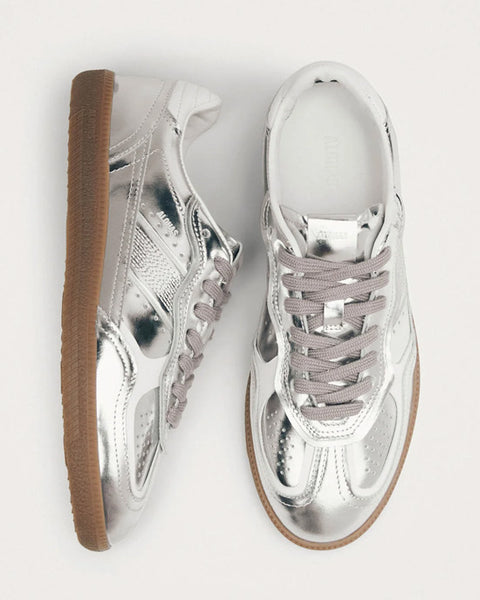 Rife Shimmer Silver Cream Leather Sneakers - shopatstocks
