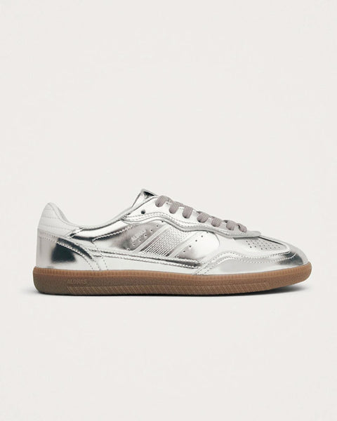 Rife Shimmer Silver Cream Leather Sneakers - shopatstocks