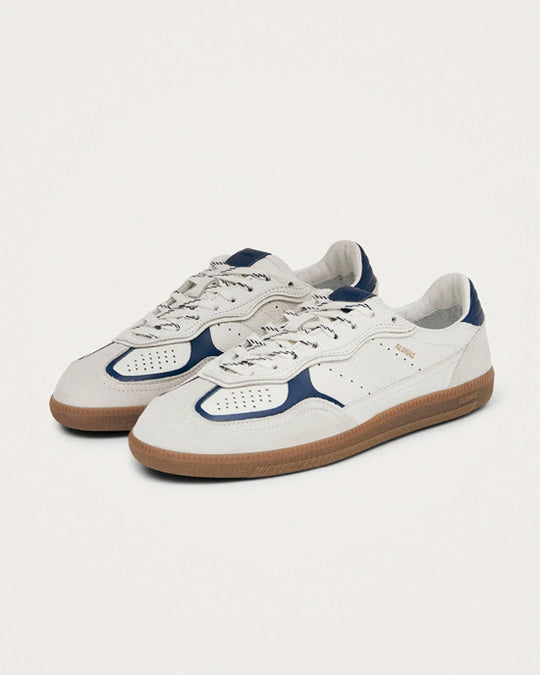 Rife Grain White Navy Leather Sneakers