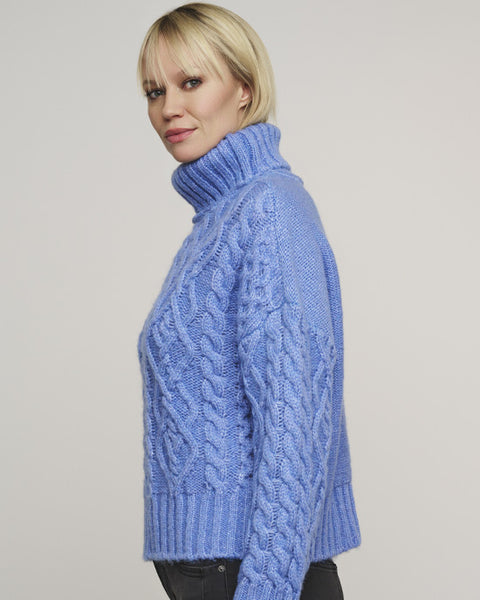 Twiggy Turtle Cable Knit Blue