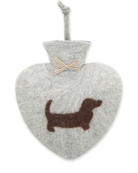 Heart Hot Water Bottle 0.7l Merino Wool