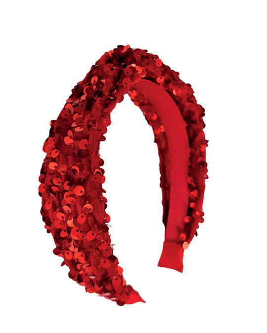Sequin Velvet Headband Red