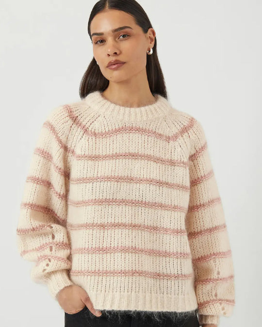 Yaschima Wool Blend Jumper Birch / Orchid Pink