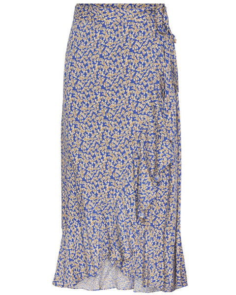 Yasalira Long Wrap Skirt Ditsy Flower Blue