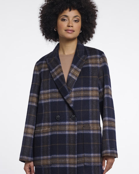 Adria Reversible Coat Dark Navy Check