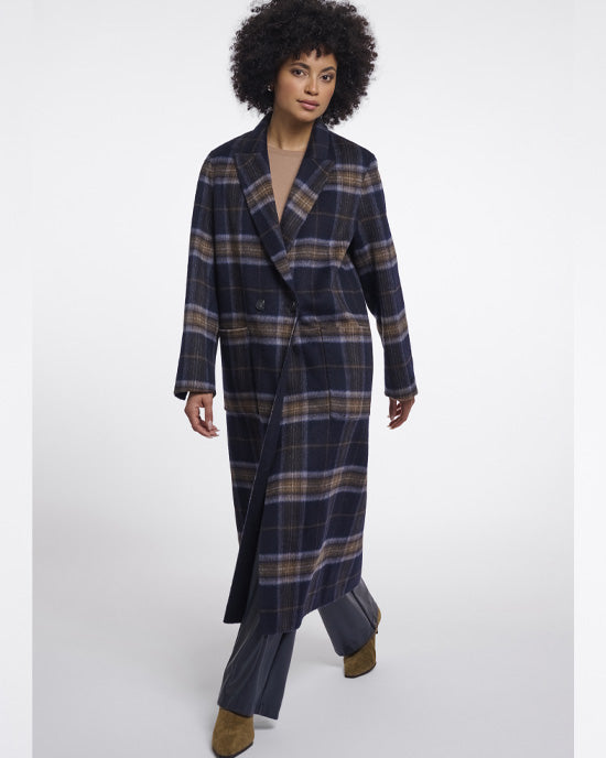 Adria Reversible Coat Dark Navy Check