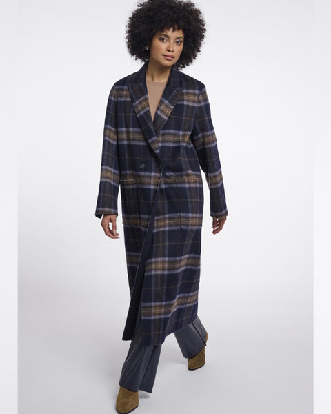 Adria Reversible Coat Dark Navy Check