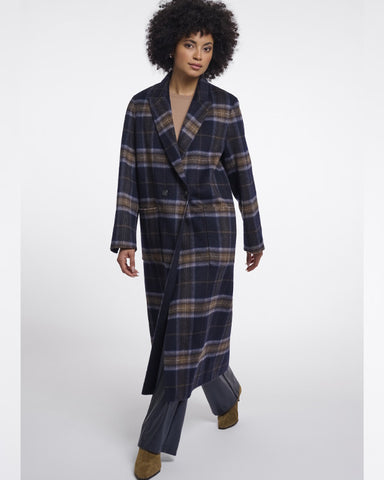 Adria Reversible Coat Dark Navy Check