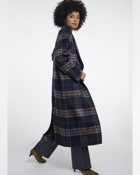 Adria Reversible Coat Dark Navy Check