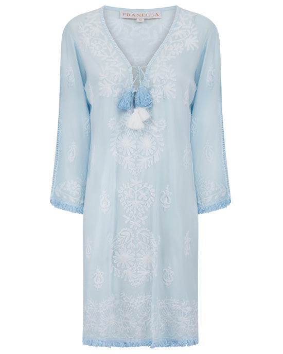 Aggie Dress Sky Blue/White