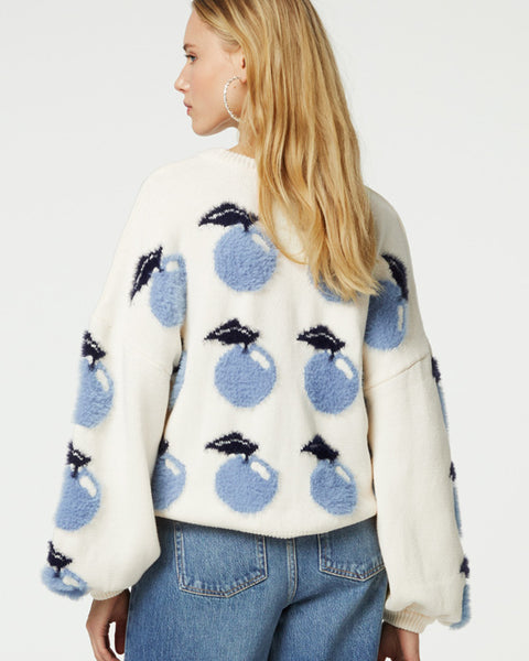 Apple Pullover Cosy White & Blue