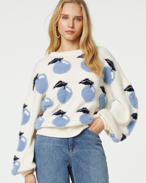 Apple Pullover Cosy White & Blue