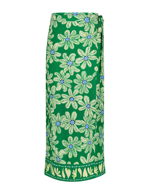 Bobo skirt green glow/pool blue Bali palms