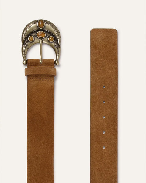 Bolbi Suede Leather Belt Cognac