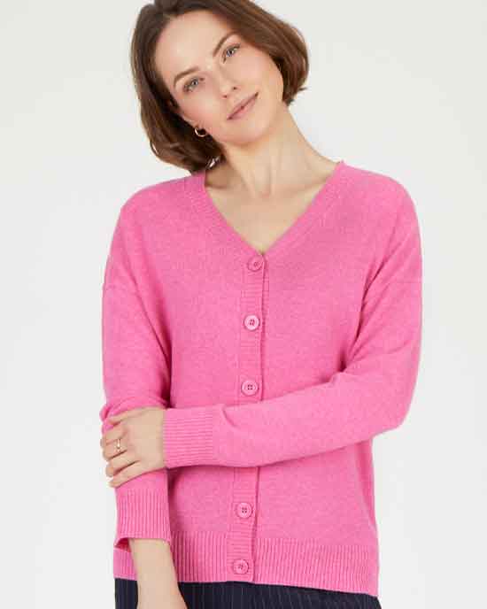 Relaxed V Neck Cardigan Sweet Pea Pink