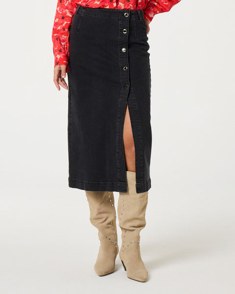 Carmel Denim Skirt Washed Black