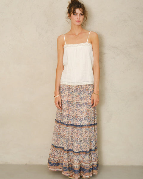 Cass Print Maxi Skirt Navy