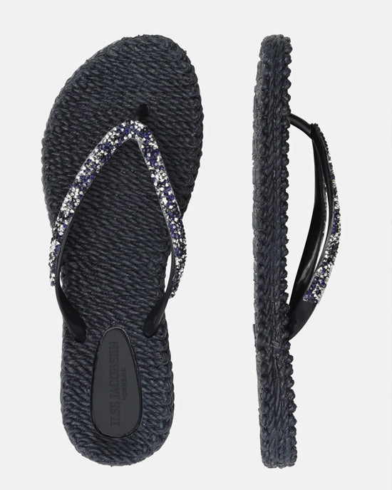 Flip Flops w Rhinestones Dark Indigo - shopatstocks