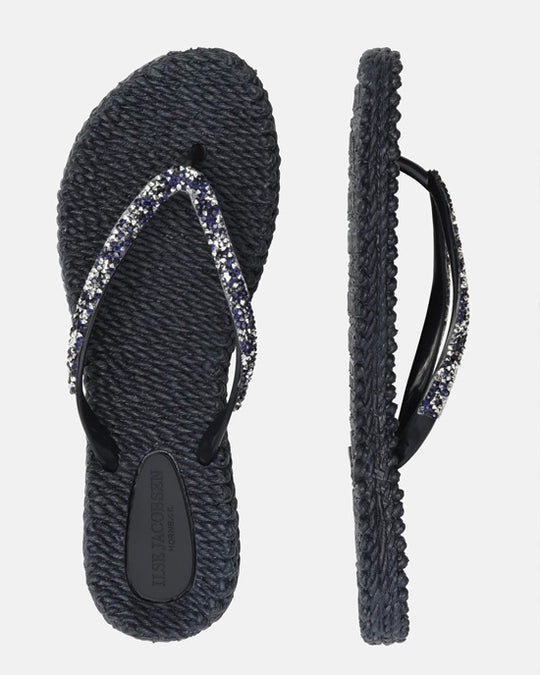 Flip Flops w Rhinestones Dark Indigo