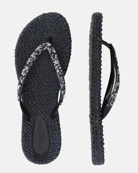 Flip Flops w Rhinestones Dark Indigo - shopatstocks