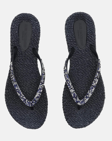 Flip Flops w Rhinestones Dark Indigo - shopatstocks