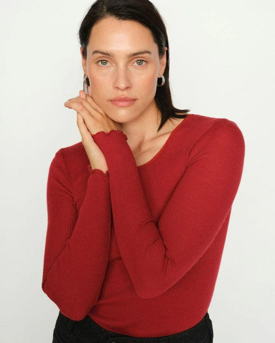 Elaine O-LS Seamless Tee Rhythmic Red