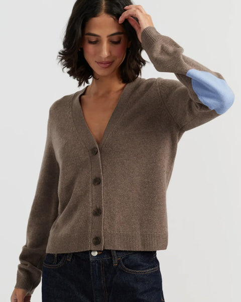 Elbow Patch Cardigan Mushroom