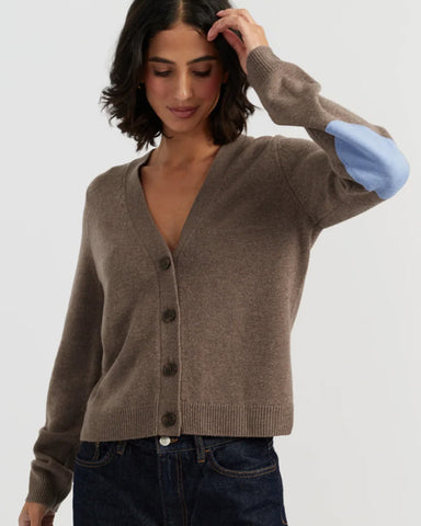 Elbow Patch Cardigan Mushroom