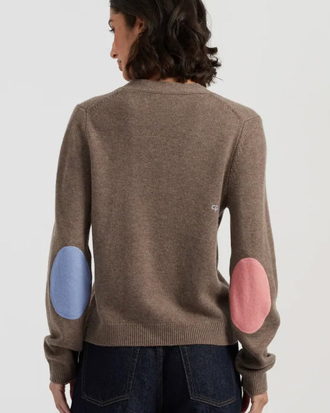 Elbow Patch Cardigan Mushroom