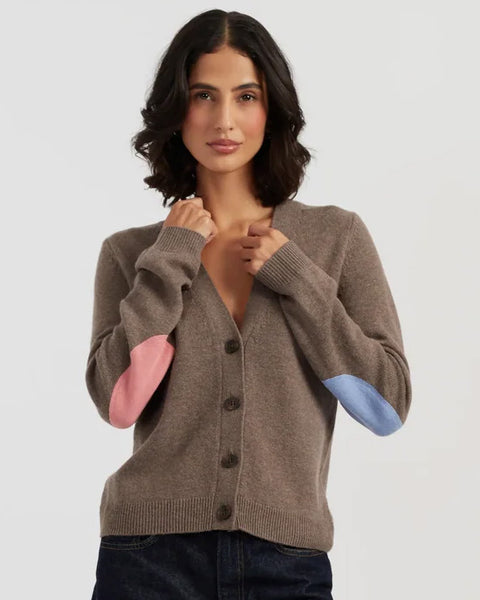Elbow Patch Cardigan Mushroom