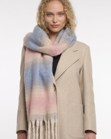 Erica Checked Scarf Soft blue pink