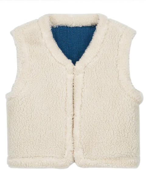 Figara Reversible Shearling Gilet Stone Blue