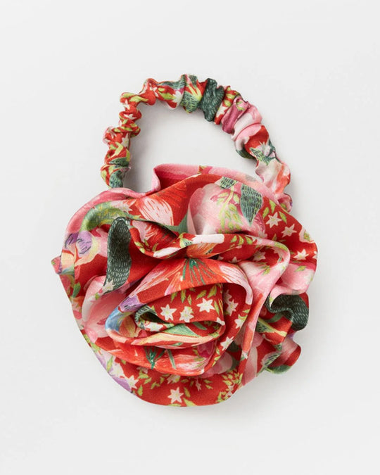 Floral Flower Hair Tie Salsa Red