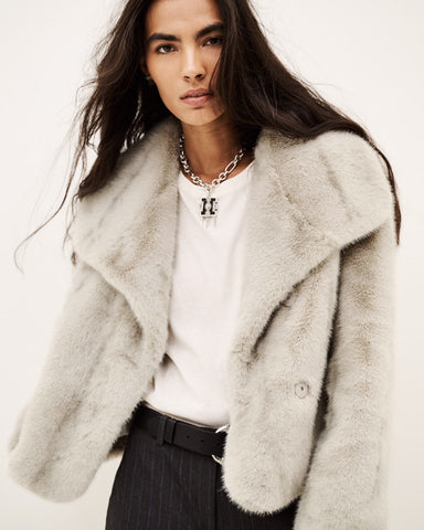 Foxy Faux Fur Jacket Light Grey
