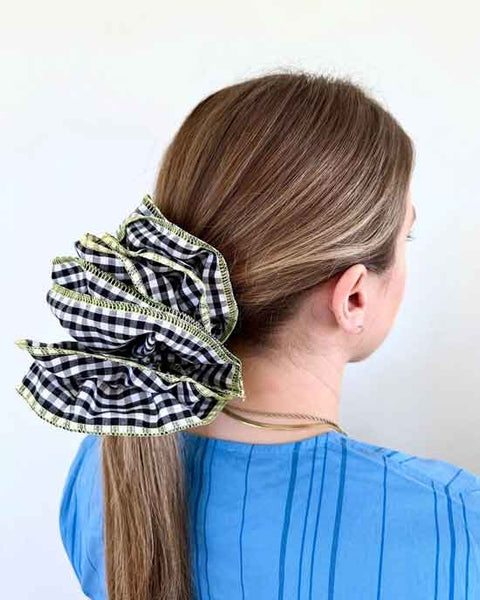 Giant Gingham Scrunchie Black