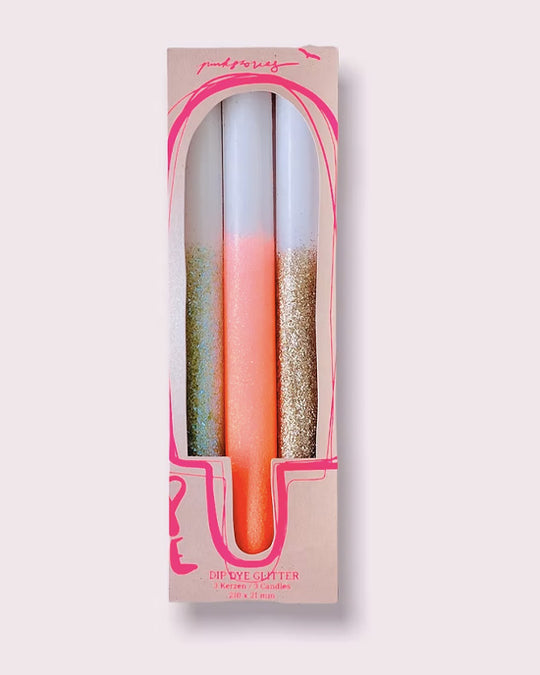 Dip Dye Glitter Special Anniversary Candle Trio