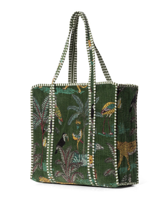 Green Velvet Jungle Tote